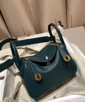 에르메스 미니 린디백19 그린 금장